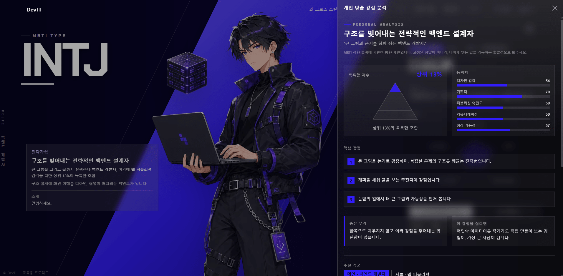 상세 분석 결과 화면
